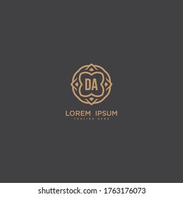 Creative initial letter DA logo icon vector design. Luxury jewelry frame gem edge logotype.