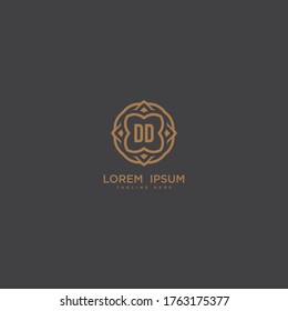 Creative initial letter DD logo icon vector design. Luxury jewelry frame gem edge logotype.