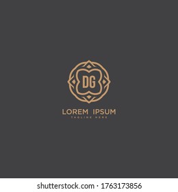 Creativa letra inicial Diseño vectorial de icono del logotipo DG. Logotipo de borde de joyería de lujo.