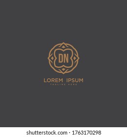 Creative initial letter DN logo icon vector design. Luxury jewelry frame gem edge logotype. Print monogram initials stamp sign symbol.