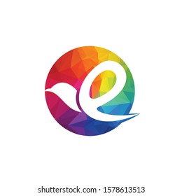 Creative initial letter E with eagle bird logo template vector illustration.	
