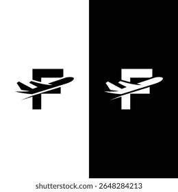 Creative Initial Letter F Air Travel Logo Design Template.