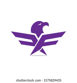 Creative initial letter F with eagle bird logo template vector illustration.	
