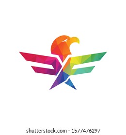 Creative initial letter F with eagle bird logo template vector illustration.	
