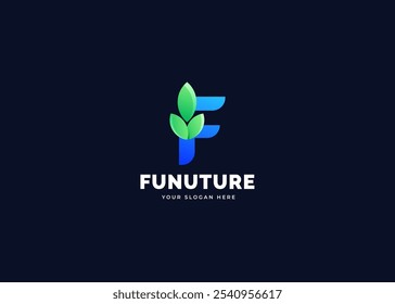 Creative Initial Letter F with Leaf Icon Symbol Logo Inspiration. Green Leaf Symbol on Letter F Logo Design. Green and Natural Branding for Eco Business Identity. Alphabet Vector Logo Illustration.