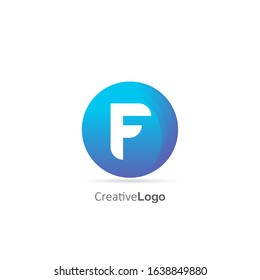 Creative Initial Letter F Logo With Circle, Design Vector Circle Logo Template