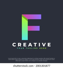 Creative Initial Letter F Logo. Green and Purple Geometric Shape. Usable for Business and Branding Logos. Flat Vector Logo Design Template Element.