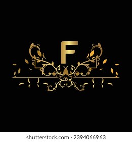 Creative Initial letter F logo design with modern business vector template. Creative isolated F monogram logo design with golden color