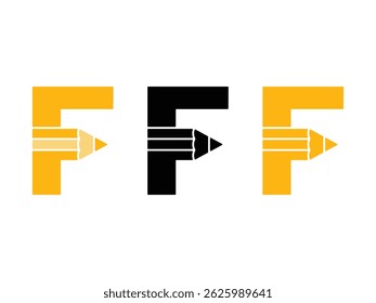 creative initial letter F pencil symbol icon design vector isolated transparent background