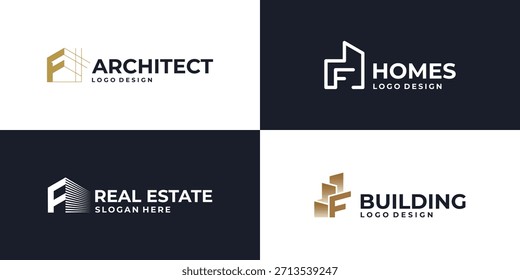creative initial letter F real estate logo symbol, building logo design vector