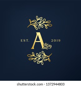 Creative initial letter A feminine floral logo vector template logo design