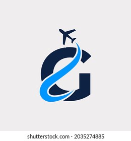 Creative Initial Letter G Air Travel Logo Design Template. Eps10 Vector