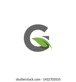Creative Initial Letter G Icon with Green Leaf Logo Icon Symbol Design Template 