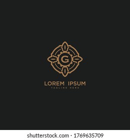 Creative initial letter G logo icon vector design. Luxury jewelry frame gem edge logotype. Print monogram initials stamp sign symbol.