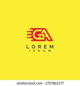 Creative initial letter GA AG fast moving logo icon design template elements