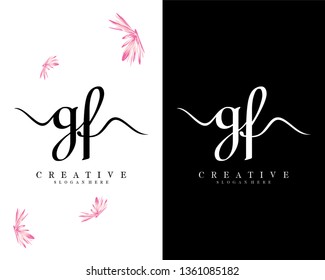 creative initial letter gf, fg handwriting logo design vector