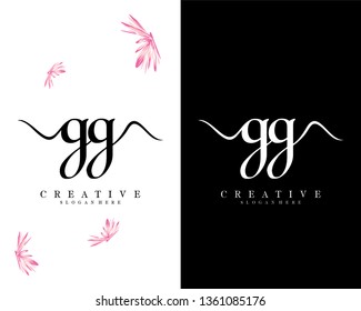creative initial letter  gg, g handwriting logo design vector