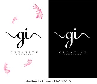 creative initial letter gi, ig handwriting logo design vector
