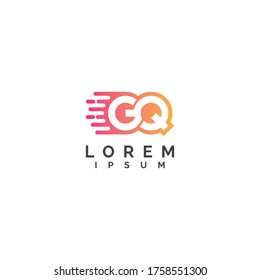 Creative initial letter GQ fast moving logo icon design template elements