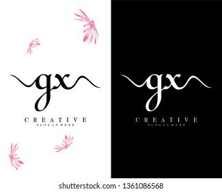 creative initial letter gx, xg handwriting logo design vector