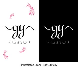 creative initial letter gy, yg handwriting logo design vector