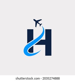 Creative Initial Letter H Air Travel Logo Design Template. Eps10 Vector