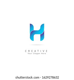 Creative Initial Letter H Logo. Design Vector Origami Logo Template. Funny Entertainment Active Sport Technology areas Typeface. Colorful rounded Letters