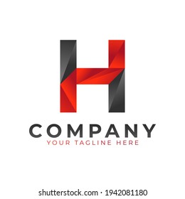 Creative Initial Letter H Logo Design. Black and Red Geometric Arrow Shape Low Poly Style. Usable for Business and Branding Logos. Flat Vector Logo Design Ideas Template Element. Eps10 Vector