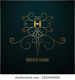 Creative Initial letter h logo design with modern business vector template. Creative isolated h monogram logo design with new latter logo golden color
