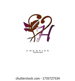 creative initial Letter H with symbol love luxury beauty Monogram color logotype vector. Letter Logo Design.