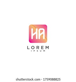 Creative initial letter HA logo icon design template elements with modern frame