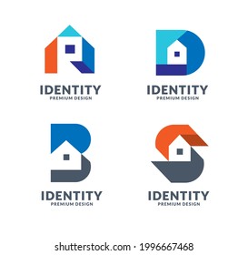 creative initial letter with house logo vector