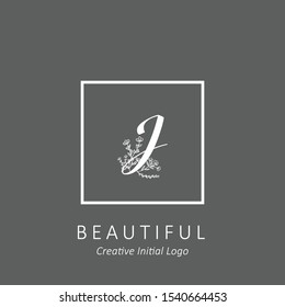 Creative Initial Letter J with beautiful hand drawn flowers