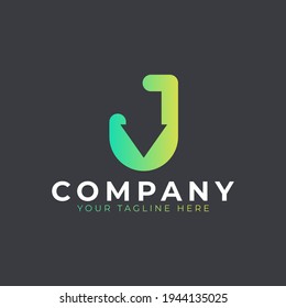 Creative Initial Letter J Logo Arrow. Yellow and Green Shape with Negative Space Arrow inside. Usable for Business and Branding Logos. Flat Vector Logo Design Ideas Template Element. Eps10 Vector