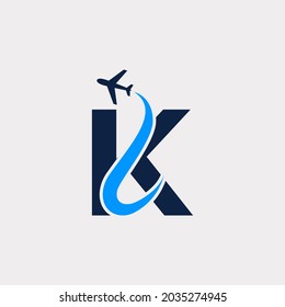 Creative Initial Letter K Air Travel Logo Design Template. Eps10 Vector