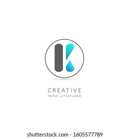 Creative Initial Letter K Logo with Circle Element. Simple Design Vector Illustration Template