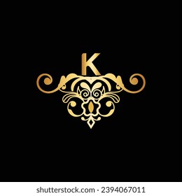 Creative Initial letter K logo design with modern business vector template. Creative isolated K monogram logo design
with golden color