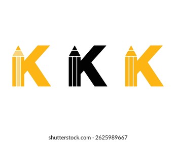 creative initial letter K pencil symbol icon design vector isolated transparent background