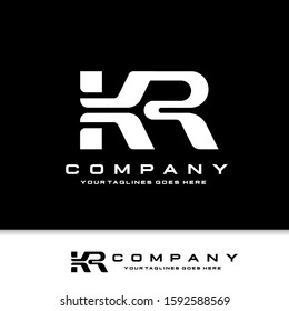 creative initial letter KR logo with black background