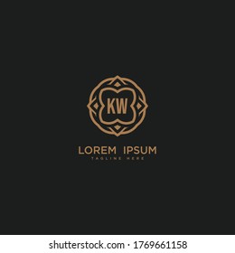 Creative initial letter KW logo icon vector design. Luxury jewelry frame gem edge logotype. Print monogram initials stamp sign symbol.