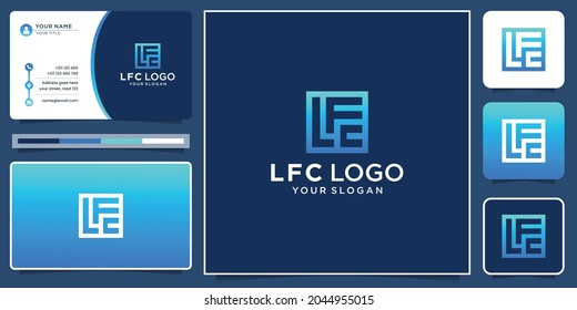 creative initial letter L, F and C logo in square shape concept. logo and business card inspiration.