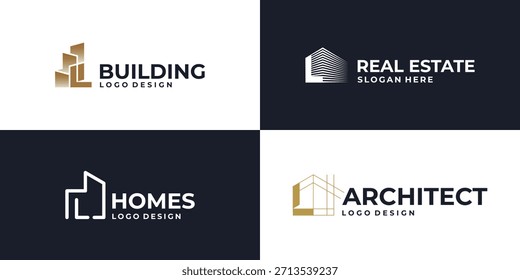 letra inicial creativa L símbolo del logotipo de bienes raíces, Vector de diseño de logotipo de construcción