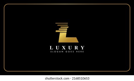Creative initial letter Ll Golden logo design, Initial letter l luxury gold color abstract monogram icon.