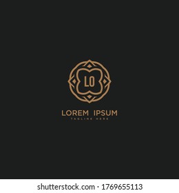 Creative initial letter LO logo icon vector design. Luxury jewelry frame gem edge logotype. Print monogram initials stamp sign symbol.