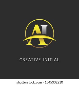 creative initial letter a i logo with circle element