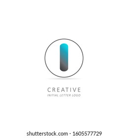 Creative Initial Letter I Logo with Circle Element. Simple Design Vector Illustration Template