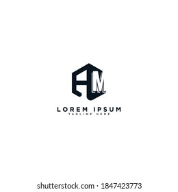 Creative initial letter AM logo icon design template vector graphic elements