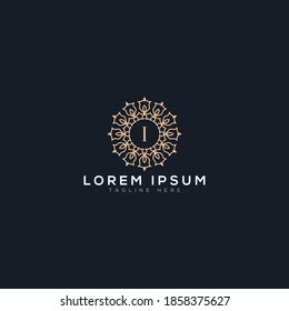 Creativo logotipo de la carta inicial I monograma.Color dorado Logotipo del borde de la joyería de lujo 