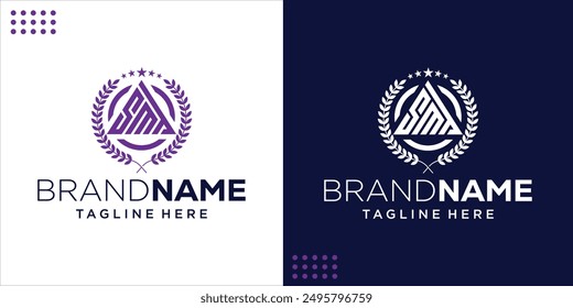 Logo inicial creativo SMT Triángulo, Inspiración de diseño, ilustración, Vector