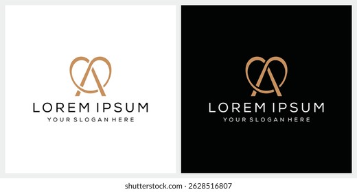 creative initial letter A love heart logo design vector template